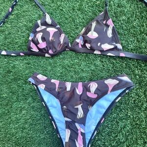 ROMWE Black and Pink Bikini Set
